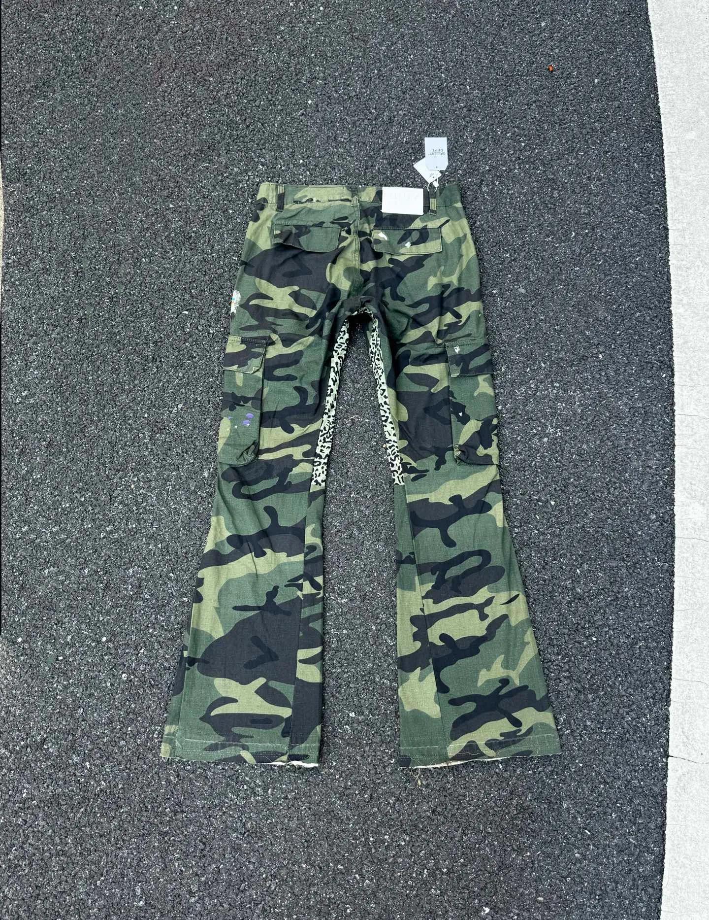 P250💰GA1 top version GALLERY DEPT. Camouflage splicing jeans micro-flared overalls Size: 28 30 32 34 36 (corresponding to S M L XL XXL)